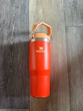 Stanley Orange Travel Tumbler with Peach Handle